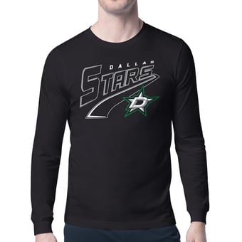 Men's Starter Black Dallas Stars Modern Tailsweep Long Sleeve T-Shirt