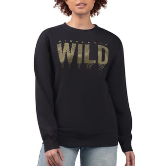 Women's G-III 4Her by Carl Banks Black Minnesota Wild Metallic Drop Printed Fleece Sweatshirt