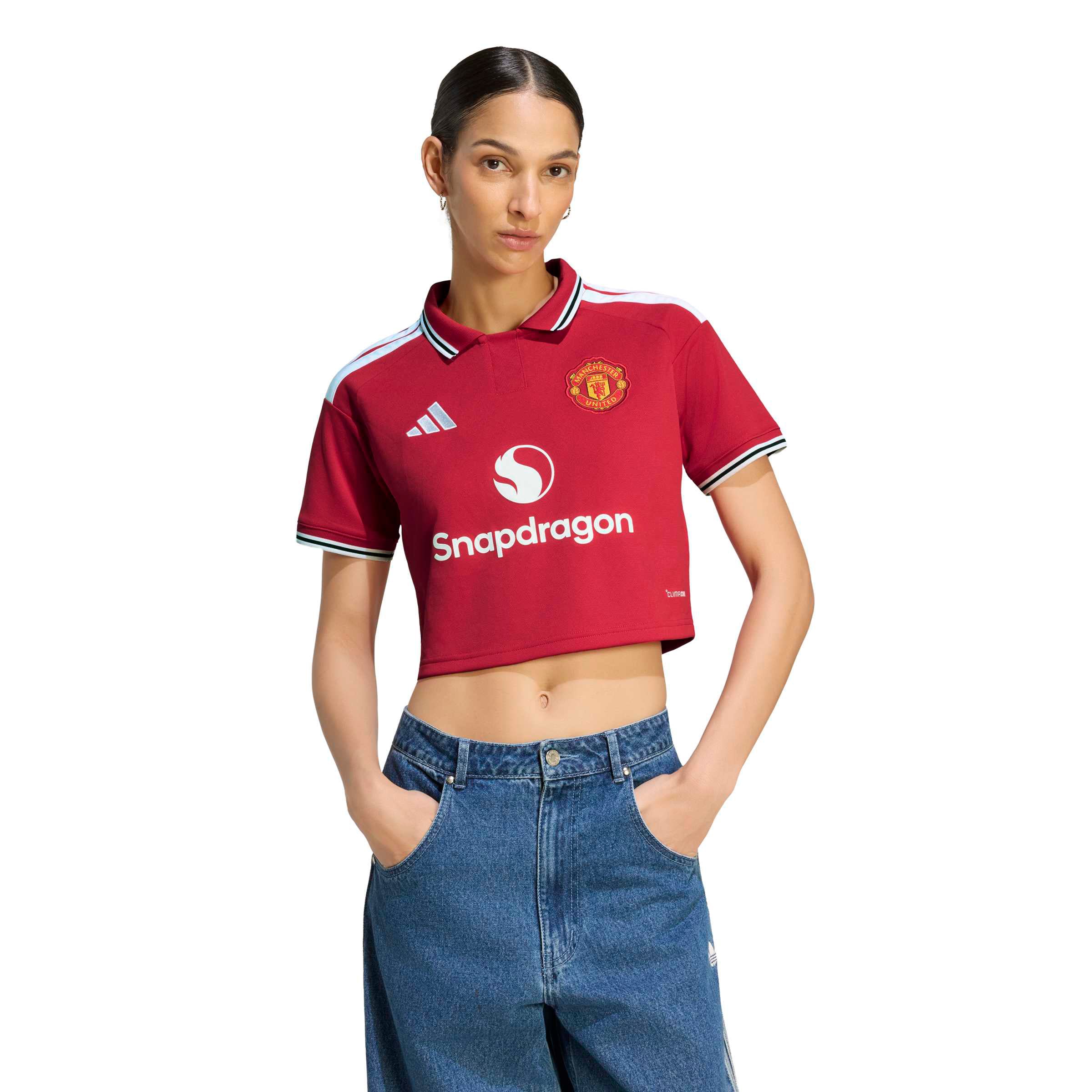 Women's adidas Red Manchester United 2026/27 Home Cropped Replica Jersey