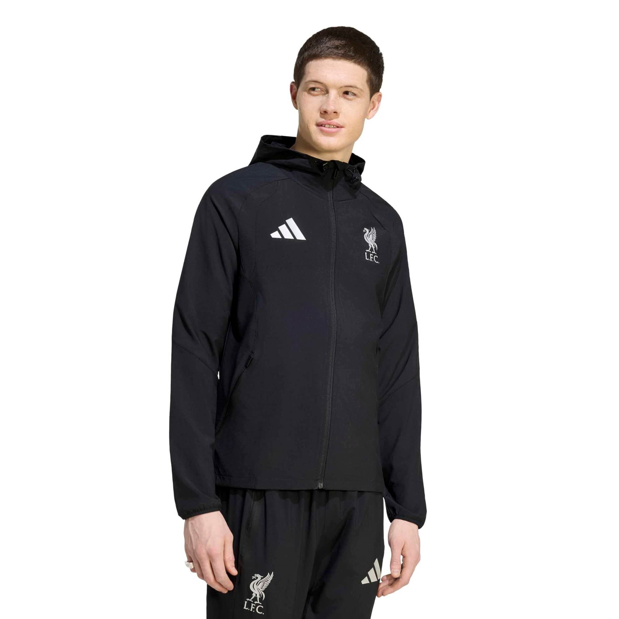 Men's adidas  Black Liverpool Tiro Travel Full-Zip Windbreaker