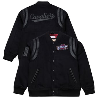 Men's Mitchell & Ness  Black Cleveland Cavaliers Hardwood Classics Nights Walk the Tunnel Full-Snap Varsity Jacket