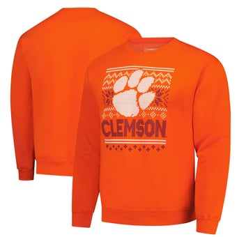 Men's  Orange Clemson Tigers Holiday Fleece Sweatshirt