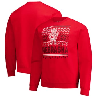Men's  Red Nebraska Huskers Holiday Fleece Sweatshirt