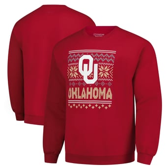 Men's  Crimson Oklahoma Sooners Holiday Fleece Sweatshirt