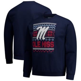 Men's  Navy Ole Miss Rebels Holiday Fleece Sweatshirt