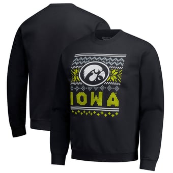 Men's  Black Iowa Hawkeyes Holiday Fleece Sweatshirt