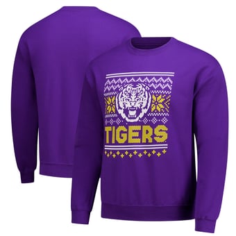 Men's  Purple LSU Tigers Holiday Fleece Sweatshirt
