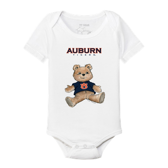 Infant Tiny Turnip White Auburn Tigers Teddy Bear Bodysuit
