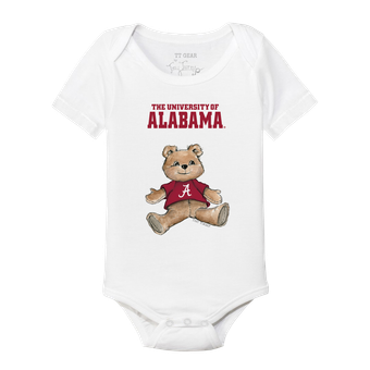 Infant Tiny Turnip White Alabama Crimson Tide Teddy Bear Bodysuit
