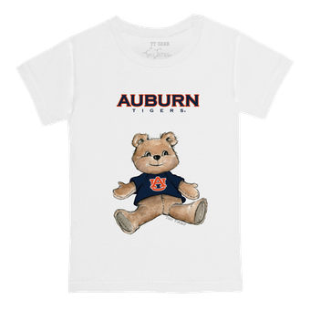 Toddler Tiny Turnip White Auburn Tigers Teddy Bear T-Shirt