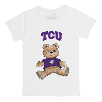 Toddler Tiny Turnip White TCU Horned Frogs Teddy Bear T-Shirt