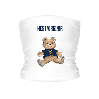 Women's Tiny Turnip White West Virginia Mountaineers Teddy Bear Crop Tube Top
