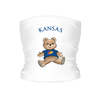 Women's Tiny Turnip White Kansas Jayhawks Teddy Bear Crop Tube Top