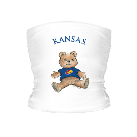 Women's Tiny Turnip White Kansas Jayhawks Teddy Bear Crop Tube Top