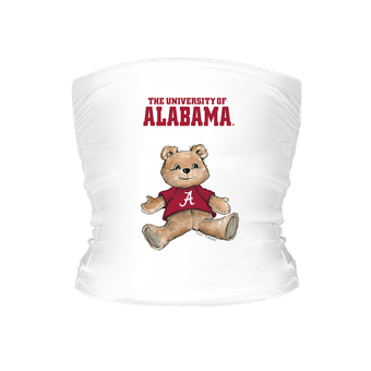 Women's Tiny Turnip White Alabama Crimson Tide Teddy Bear Crop Tube Top