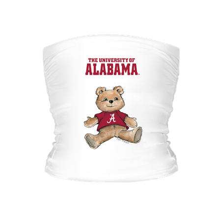 Women's Tiny Turnip White Alabama Crimson Tide Teddy Bear Crop Tube Top