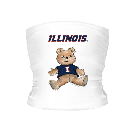 Women's Tiny Turnip White Illinois Fighting Illini Teddy Bear Crop Tube Top