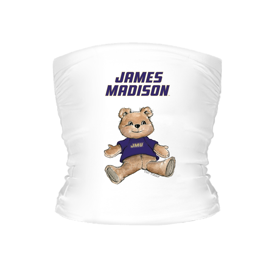 Women's Tiny Turnip White James Madison Dukes Teddy Bear Crop Tube Top
