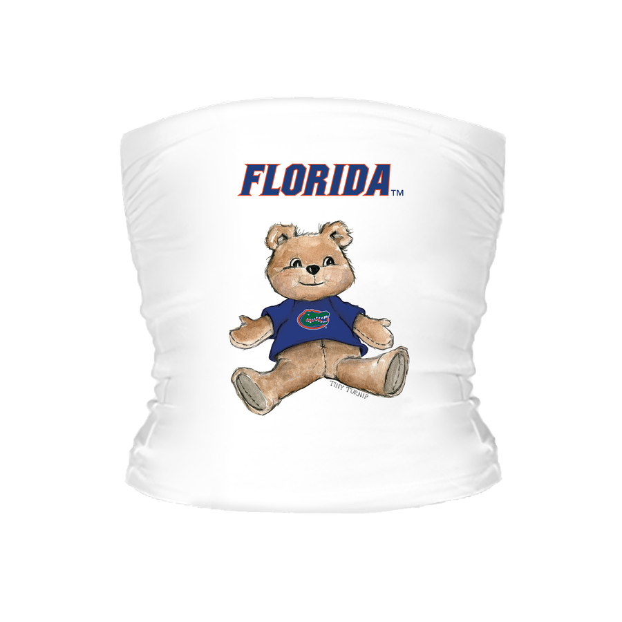 Women's Tiny Turnip White Florida Gators Teddy Bear Crop Tube Top