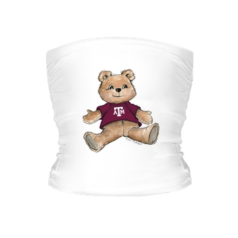 Women's Tiny Turnip White Texas A&M Aggies Teddy Bear Crop Tube Top