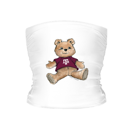 Women's Tiny Turnip White Texas A&M Aggies Teddy Bear Crop Tube Top