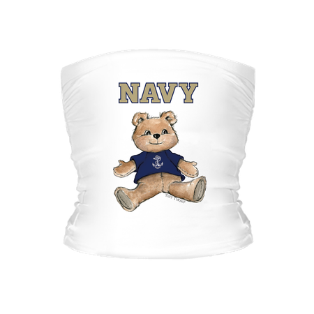 Women's Tiny Turnip White Navy Midshipmen Teddy Bear Crop Tube Top
