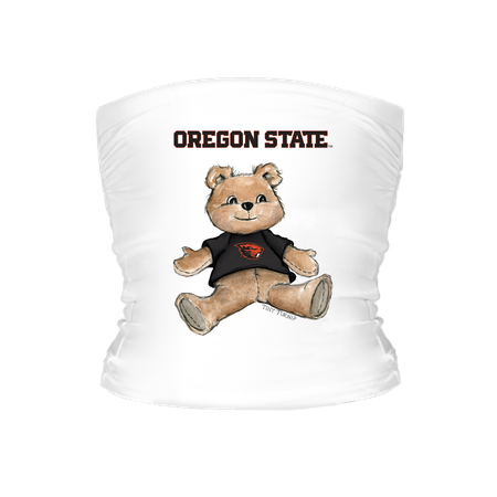 Women's Tiny Turnip White Oregon State Beavers Teddy Bear Crop Tube Top