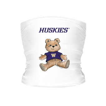 Women's Tiny Turnip White Washington Huskies Teddy Bear Crop Tube Top