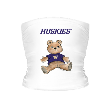 Women's Tiny Turnip White Washington Huskies Teddy Bear Crop Tube Top