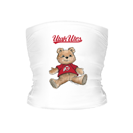 Women's Tiny Turnip White Utah Utes Teddy Bear Crop Tube Top