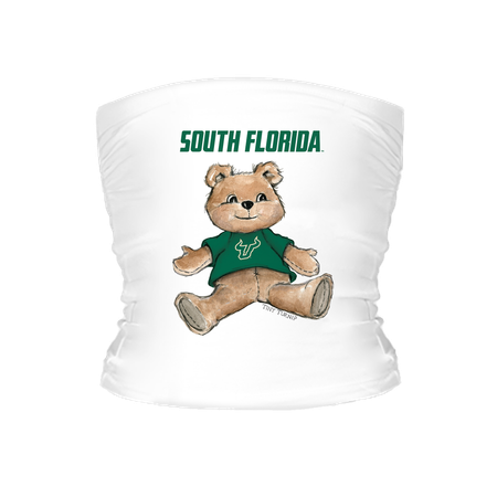 Women's Tiny Turnip White South Florida Bulls Teddy Bear Crop Tube Top