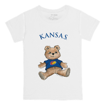 Youth Tiny Turnip White Kansas Jayhawks Teddy Bear T-Shirt