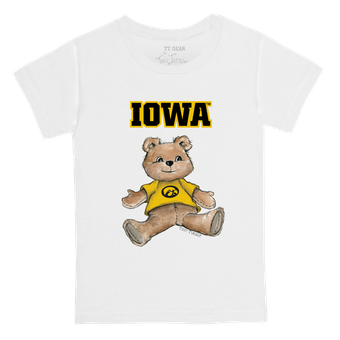 Youth Tiny Turnip White Iowa Hawkeyes Teddy Bear T-Shirt