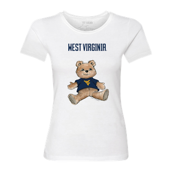 Women's Tiny Turnip White West Virginia Mountaineers Teddy Bear T-Shirt