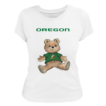Women's Tiny Turnip White Oregon Ducks Teddy Bear T-Shirt