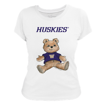 Women's Tiny Turnip White Washington Huskies Teddy Bear T-Shirt