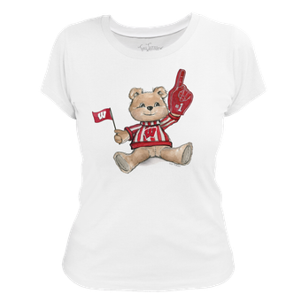 Women's Tiny Turnip White Wisconsin Badgers Teddy Bear T-Shirt