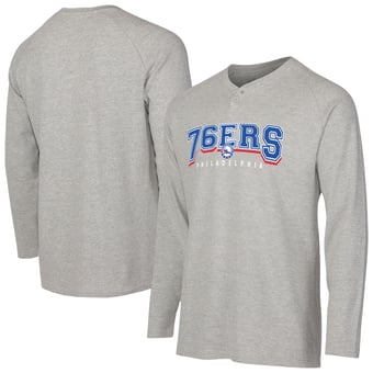 Men's Concepts Sport  Gray Philadelphia 76ers Hawthorn Thermal Knit Long Sleeve Henley T-Shirt