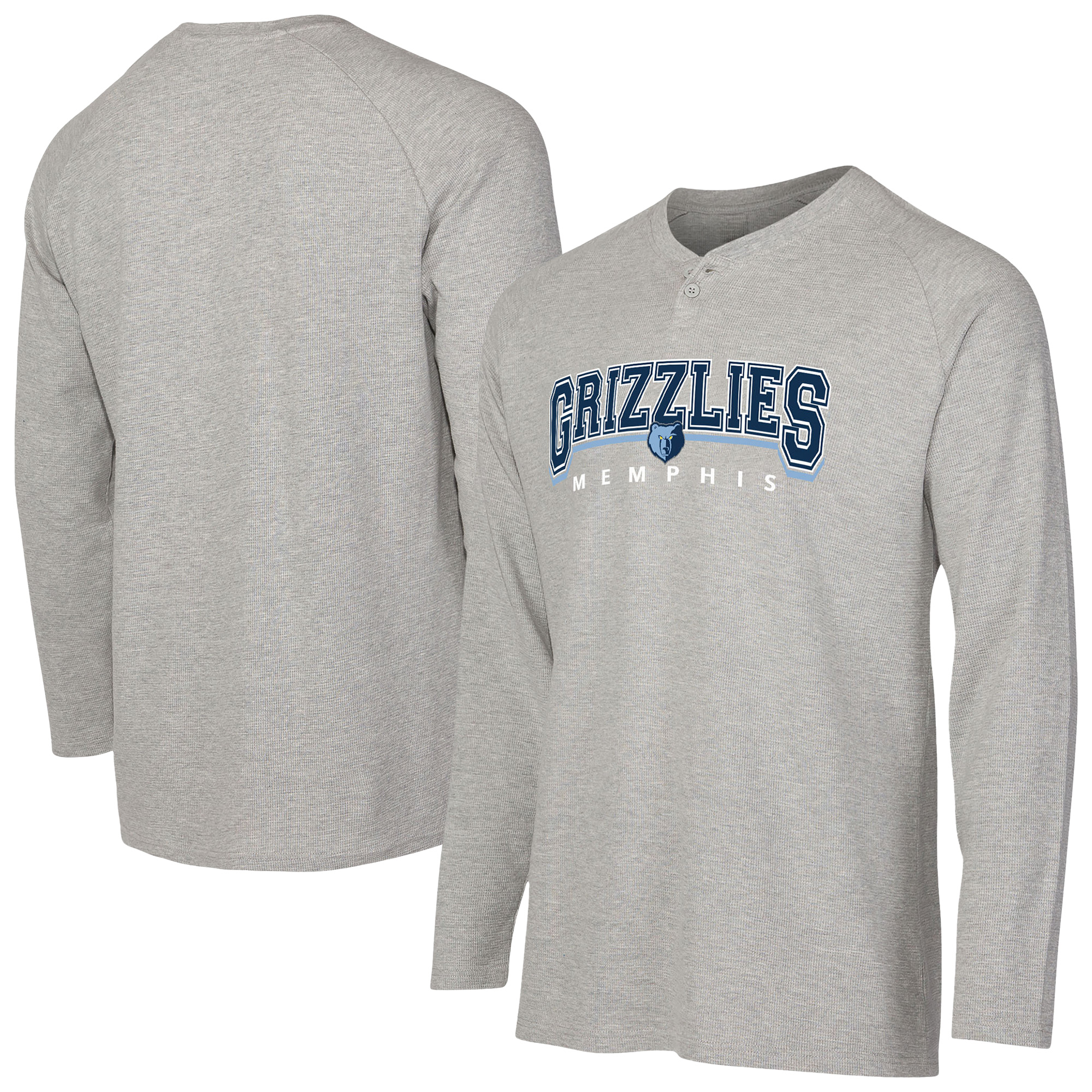 Men's Concepts Sport Gray Memphis Grizzlies Hawthorn Thermal Knit Long Sleeve Henley T-Shirt