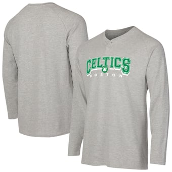 Men's Concepts Sport  Gray Boston Celtics Hawthorn Thermal Knit Long Sleeve Henley T-Shirt