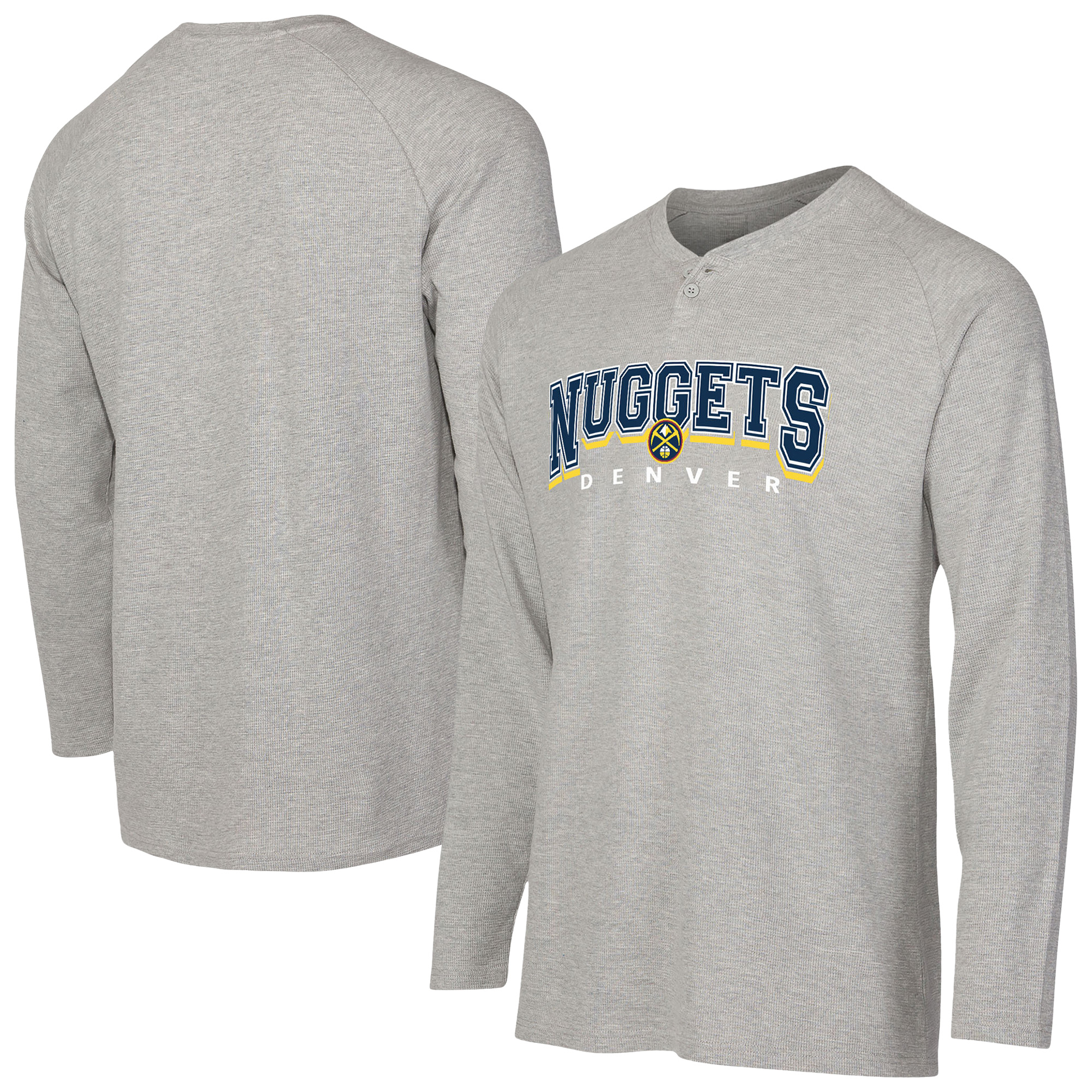 Men's Concepts Sport Gray Denver Nuggets Hawthorn Thermal Knit Long Sleeve Henley T-Shirt