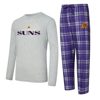 Men's Concepts Sport Purple Phoenix Suns Regulate Long Sleeve T-Shirt & Plaid Pant Set