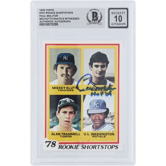Paul Molitor Milwaukee Brewers Autographed 1978 Topps Rookie Shortstops #707 Beckett Fanatics Witnessed Authenticated 10 Rookie Card with "HOF 04" Inscription