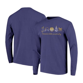 Women's  Purple LSU Tigers Christmas Elements Comfort Colors Long Sleeve T-Shirt