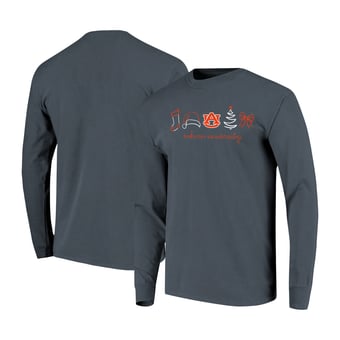 Women's  Denim Auburn Tigers Christmas Elements Comfort Colors Long Sleeve T-Shirt