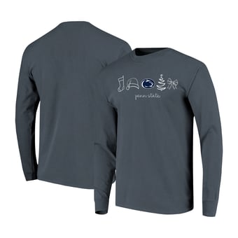 Women's  Denim Penn State Nittany Lions Christmas Elements Comfort Colors Long Sleeve T-Shirt