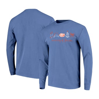 Women's  Royal Florida Gators Christmas Elements Comfort Colors Long Sleeve T-Shirt