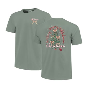 Women's  Light Green Oklahoma Sooners Christmas Tree Comfort Colors T-Shirt