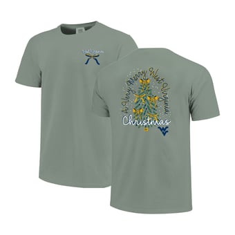 Women's  Light Green West Virginia Mountaineers Christmas Tree Comfort Colors T-Shirt