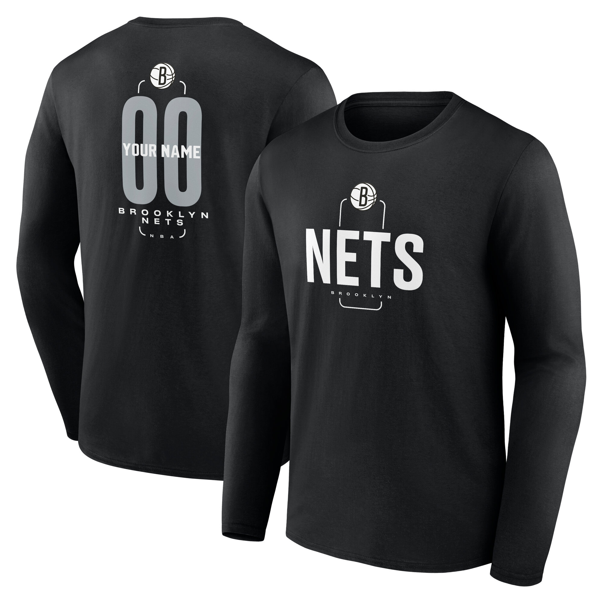 Men’s Black Brooklyn Nets Center Court Name & Number Custom Long Sleeve T-Shirt Men’s Black Brooklyn Nets Center Court Name & Number Custom Long Sleeve T-Shirt